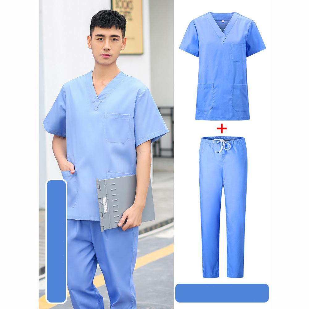 Одежда для ручной стирки Мужские хирургические халаты с короткими рукавами Больничные халаты из полиэстера Комплекты больничных чистящих халатов Длинная рабочая одежда