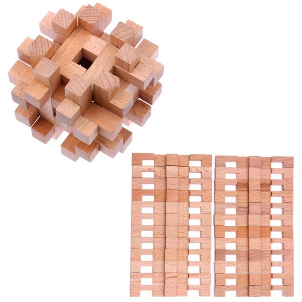 Handmade Montessori Toy Wooden Luban Lock Mind Challenge Kongming Puzzle Adults
