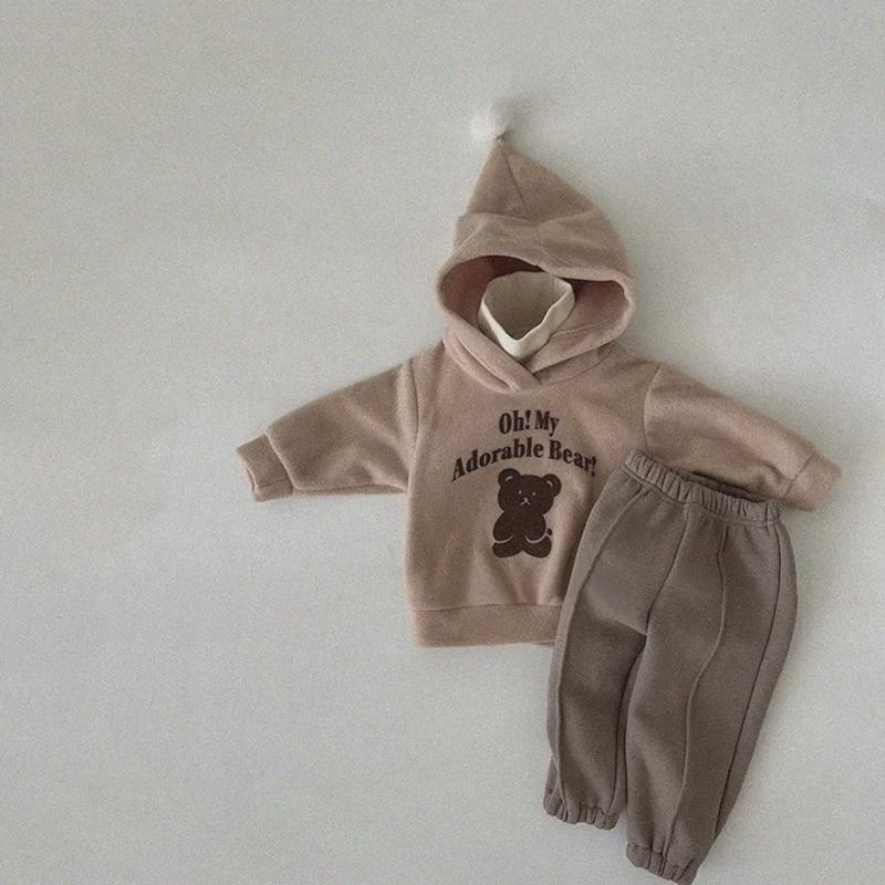 Детские повседневные брюки с подкладкой из корейского бархата на весну и осень - детские брюки унисекс