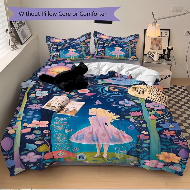 3Pcs Fantasy Garden Journey Bedding Set Quilt Cover Pillowcase Home Christmas Xmas Halloween Gift 1 Duvet Cover 2 Pillowcase M929227