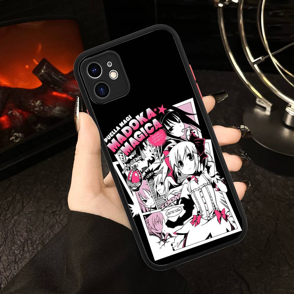 Girl Anime Puella Magi Madoka Magica Phone Cases For IPhone 16 15 14 Plus 13 12 11 Pro Max Matte Oft Bumper Phone Cover