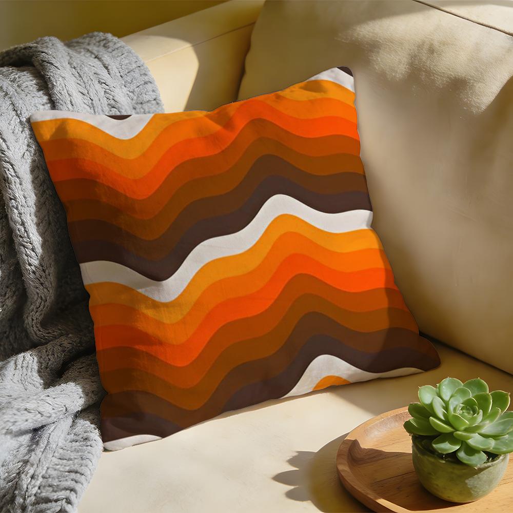 Cushion Cover Washed Linen Soft Breathable Decorative Case For Sofa Home Rainbow Series Geometric Print Pillow cover