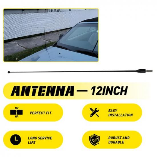 12" Antenna Stainless Power Mast Radio AM/FM Suitable For Car With 0.5Cm Screw S