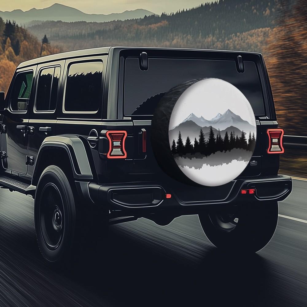 Landscape Silhouette Spare Tire Cover for SUVs Trucks Universal Simple Natural Style Vehicle Protection