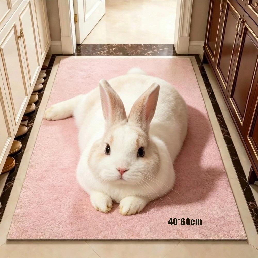 Absorbent Animal Shaped Carpet 3D Printed Bathroom Floor Mat Cat-Shaped Area Rug Home Floor Decor
