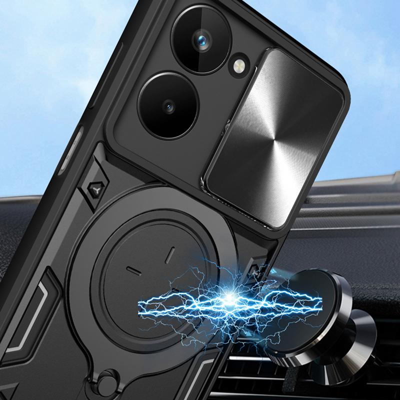 For OPPO Realme 10 Pro 5G Case Slide Camera Protect Phone Case For Realme 10 Pro + Plus 5g Magnetic Holder Shockproof Back Cover