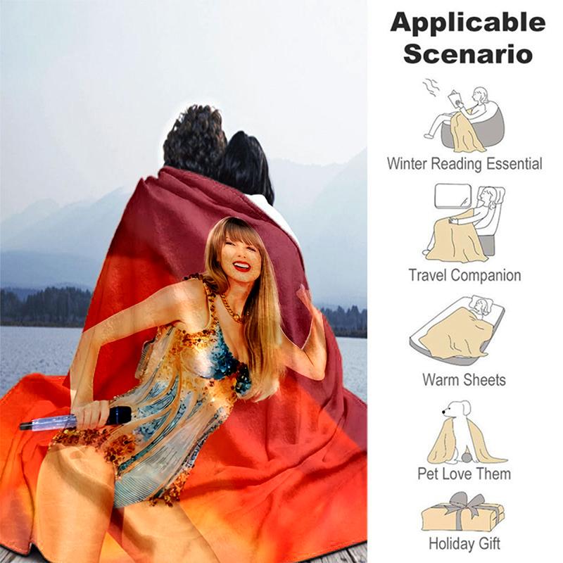 1pc Blanket Taylor Swift Print Design, Lightweight Blanket for Sofa, Bed- Soft &Warm, Gift for All Seasons like Christmas, Halloween