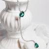 Fashion Luxury Emerald Bridal Wedding Water Drop Necklace, European And American Fashion Evening, Party Full Of Diamond Collars