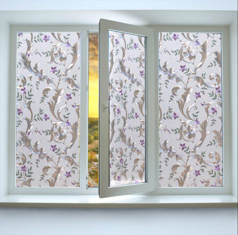 Пленка для окон с эффектом матового стекла на статической основе «Утреннее сияние»: Тисненый, Полупрозрачный для Конфиденциальности в Ванных комнатах