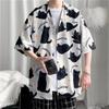 Summer Hawaiian Shirts for Men Hip Hop Mens Japanese Geisha Funny Printed White Pink Shirts Men Korean Casual Holiday Tops Shirt