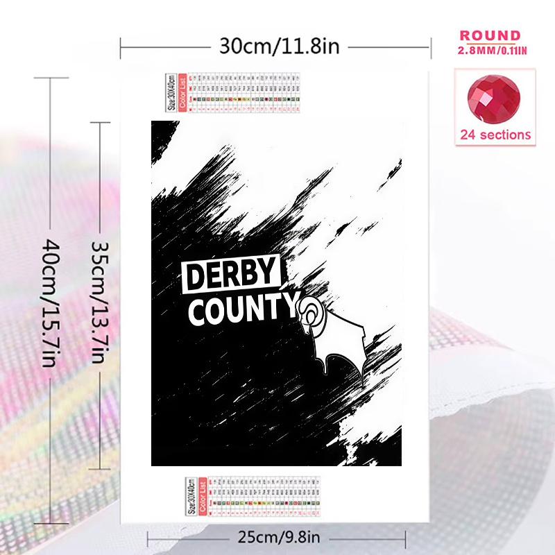 Derby County FC Pattern 3pcs 100% Round Full Drill 5D DIY Diamond Painting Embroidery Cross Stitch Rhinestone Décor