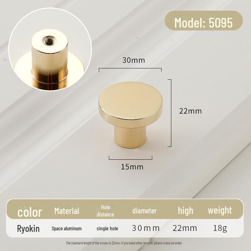 Золотая круглая ручка для ящика класса люкс с одним отверстием для современных простых шкафов