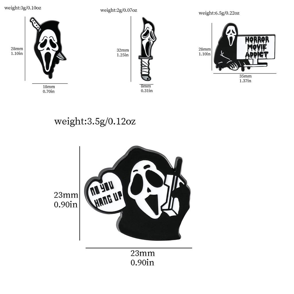 Хэллоуин Череп Фильм ужасов Кричащий Готический Металлический Значок для Мужчин и Женщин