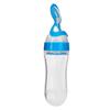 90ml Silicone Baby Toddler Feeding Bottle with Spoon Fresh Food Cereal Squeeze FeederBlue
