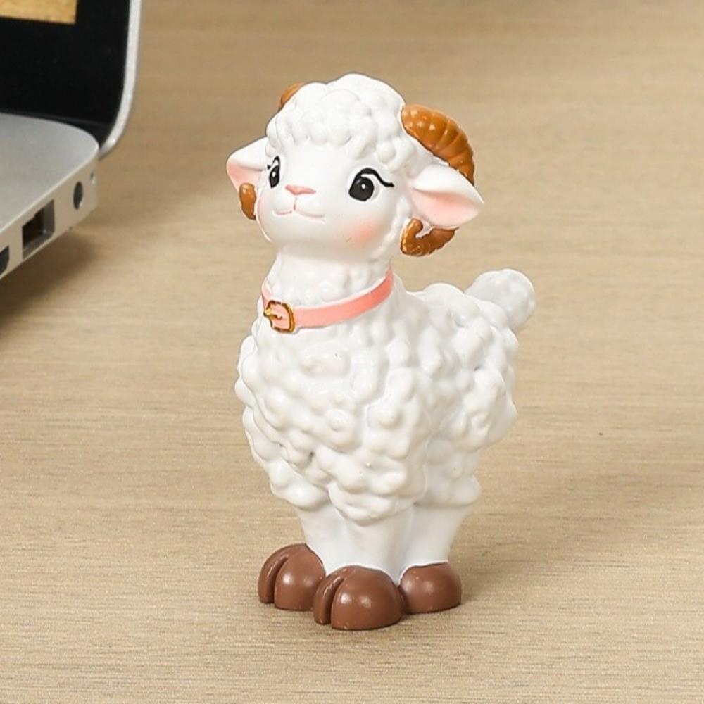 Cute Resin Sheep Figurine Cartoon Animal Figurines Lightweight Sheep Ornament Year of The Sheep