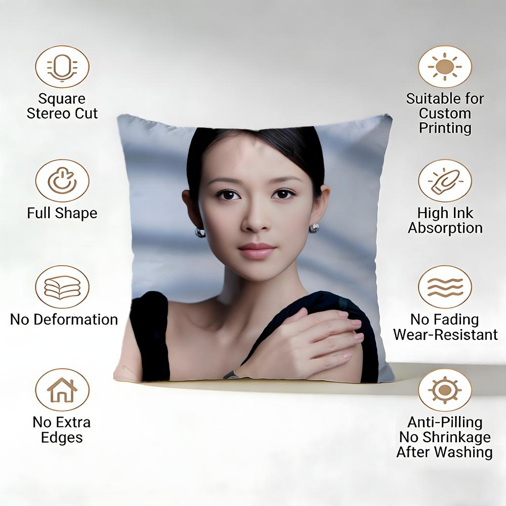 Zhang Ziyi Cushion Cover 1 Piece Short Plush Pillowcase, Soft And Washable, Mostly Used For Sofa, Car