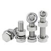 M10 Stainless Steel Fully Threaded Hex Bolts, Nuts, and Flat Lock Washers Kit (M10x25mm, 5-Pack)