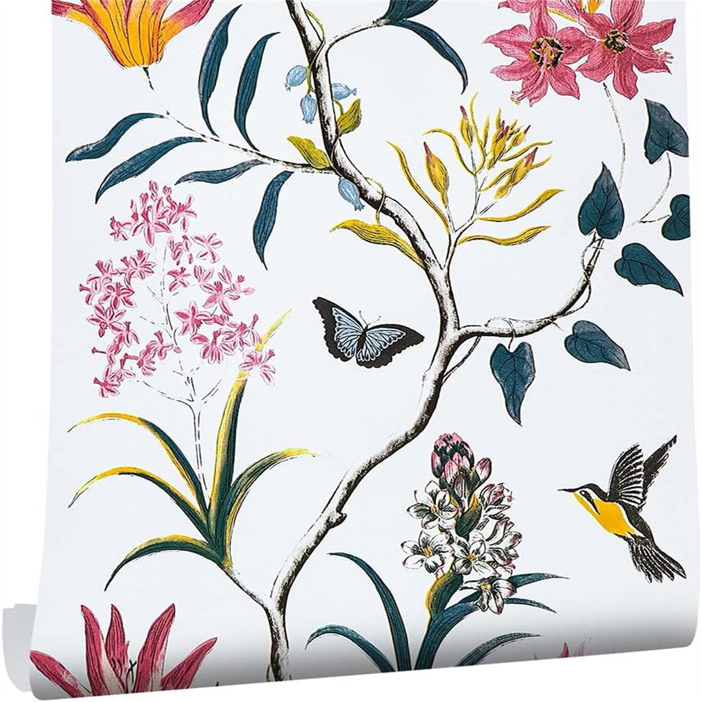 Цветочные самоклеящиеся обои Зеленая самоклеящаяся контактная бумага Съемные водонепроницаемые обои для спальни, домашнего декора