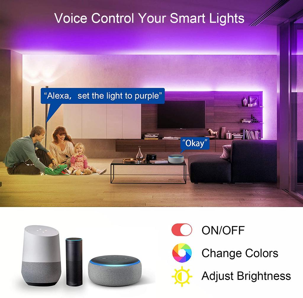 Светодиодная лента WIFI RGB 5050 Bluetooth длиной 1–10 м с USB-кабелем, синхронизацией музыки, гибкая лента 5 В, умная лампа Alexa для декора комнаты для вечеринок