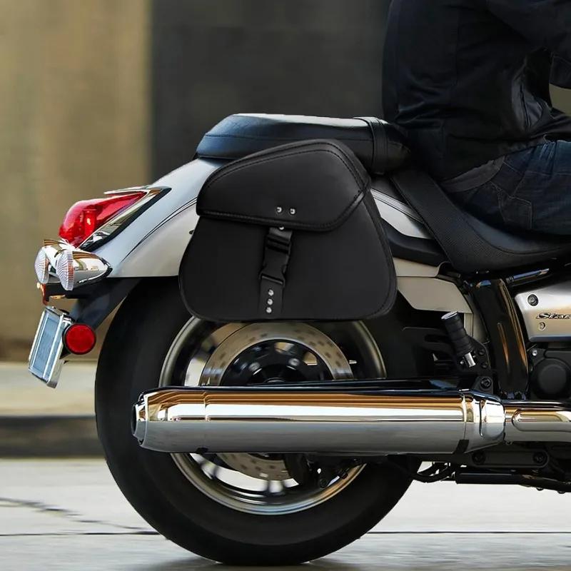 Мотоциклетные седельные сумки с пряжками из искусственной кожи Мотоциклетные седельные сумки Водонепроницаемые мотоциклетные боковые седельные сумки Универсальные Harley