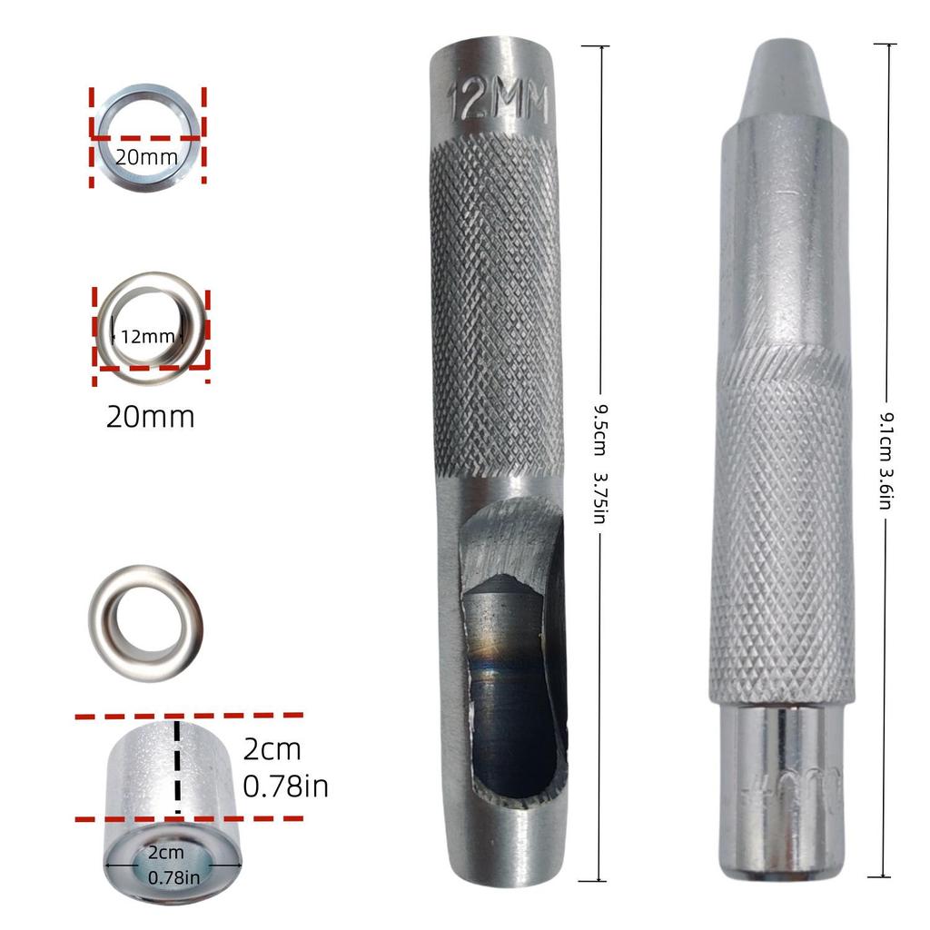 12mm Hole Punch Tool & 120 Metal Eyelet Buckle Set for Sail Tent Cloth.