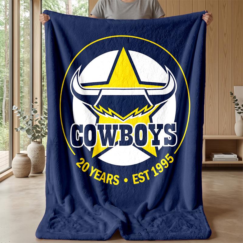 North Queensland CowboysPrinted Flannel Blanket Cozy Skin-Friendly Warm Throw for Couch Bed Indoor Daily Use