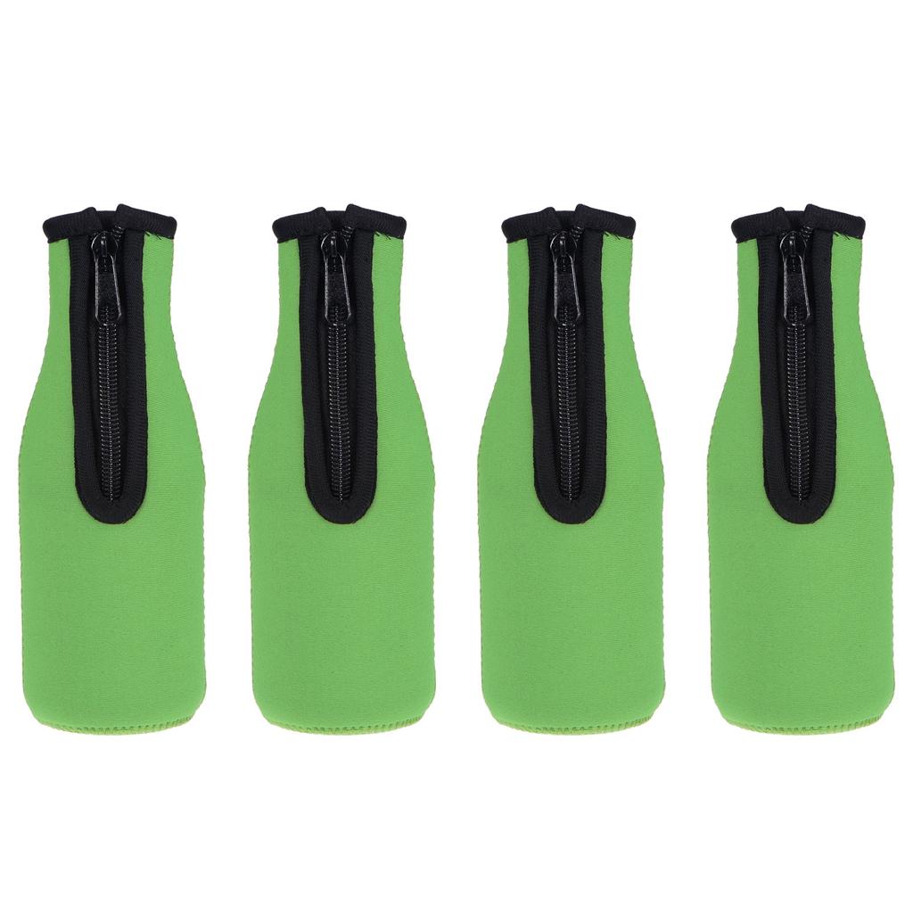 4pcs Beer Bottle Sleeves Cooler Insulator Collapsible Neoprene Covers with Zipper for 330ml to 350ml