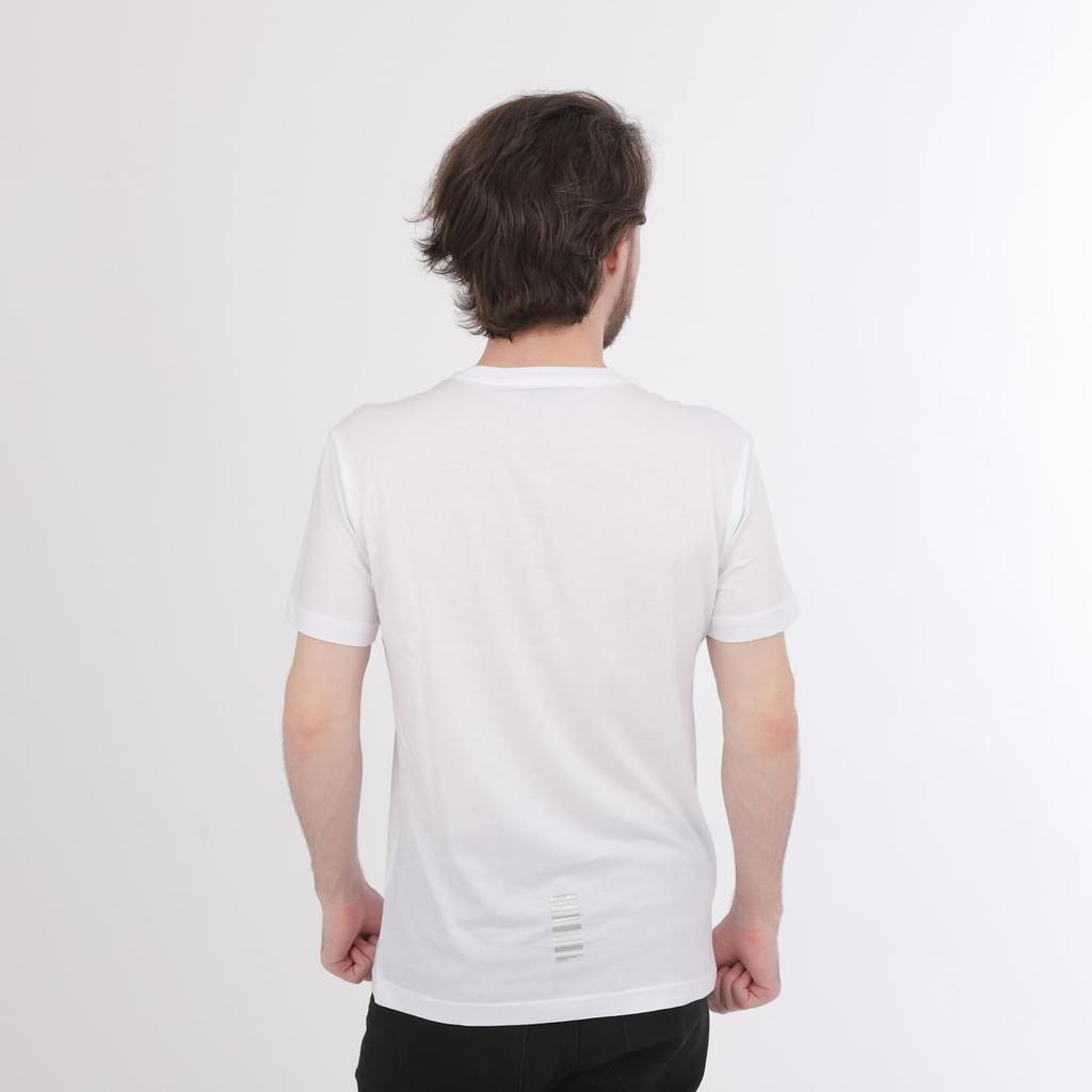 Emporio Armani EA7 Short Sleeve T-Shirt, Size 8NPT51 PJM9Z (White with Silver Logo, Size L) [Parallel Import]