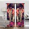 2 Pcs Retro elephant print curtains,suitable for bedroom,living room kitchen decoration,home decoration,window decoration