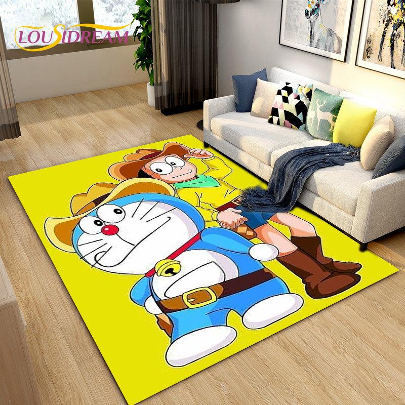 Doraemon Japanese Anime Cartoon Area Rug,Carpet Rug for Living Room Bedroom Sofa Doormat Decoration, Kid Play Non-slip Floor Mat