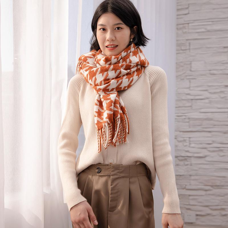 2023 Winter Faux Cashmere Women Scarf Luxury Brand Scarves Lady Tassel Bandana Women Solid Shawl Wraps Foulard Tippet Pashmina