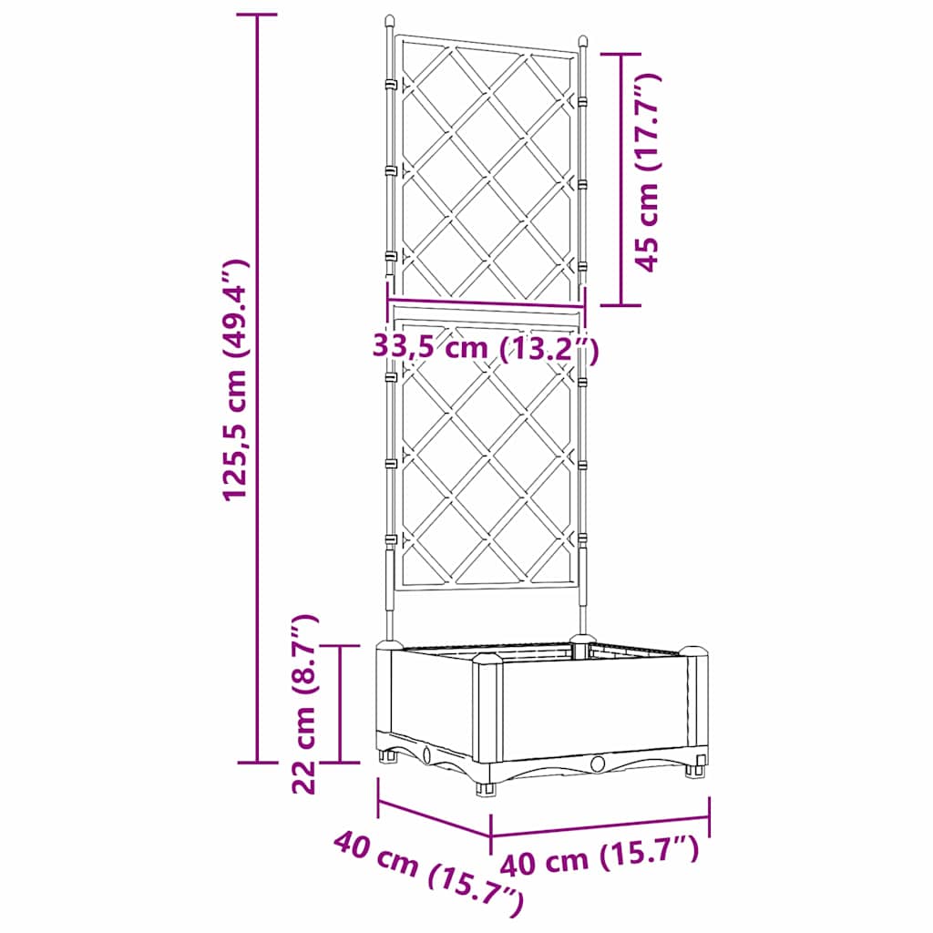 Garden Planter White 40 x 40 x 125.5 cm Plastic