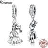 BAMOER Authentic 925 Sterling Silver Clear CZ Cute Little Princess & Prince of the Sea Pendant Charms for Women Orginal Bracelet or Necklace Jewelry
