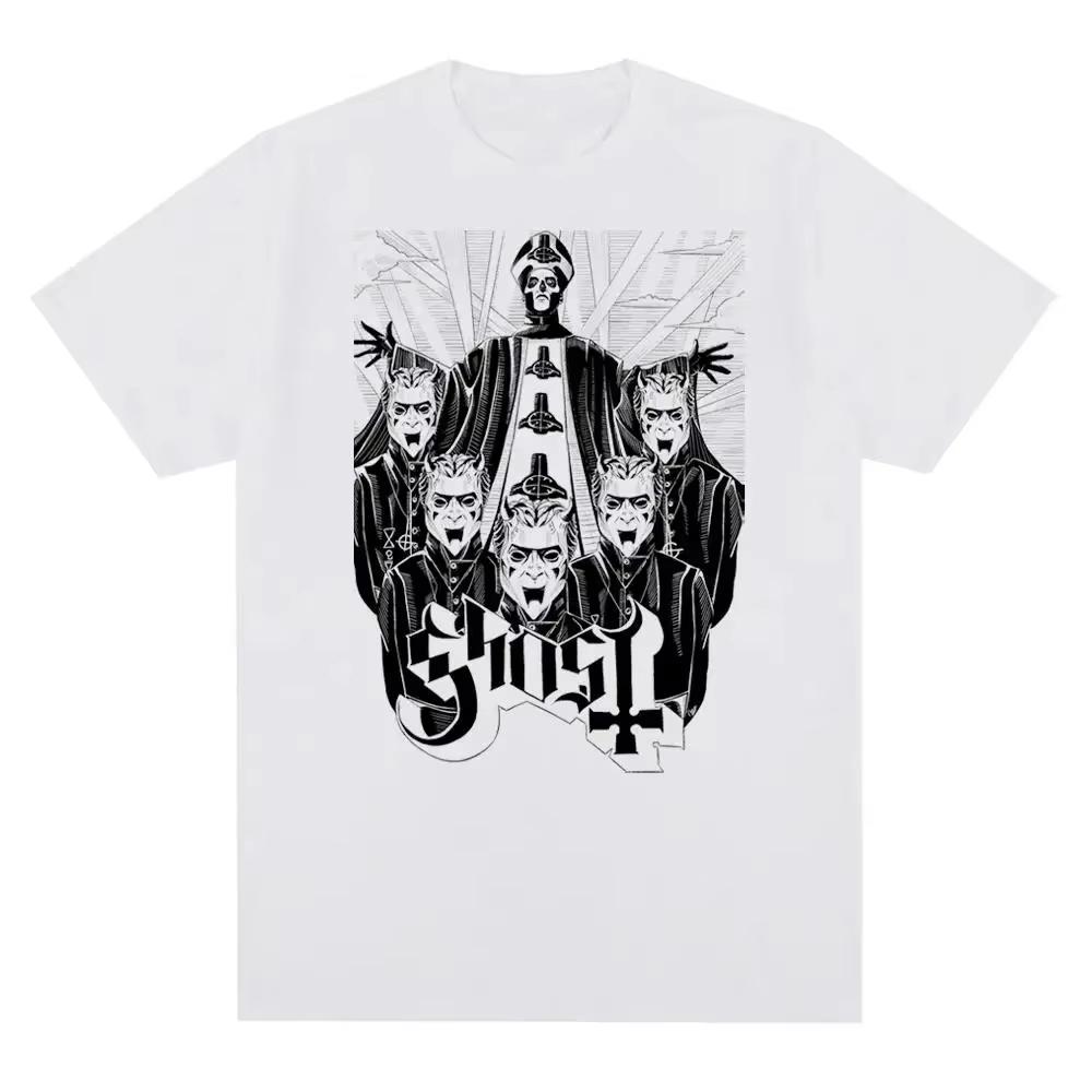 Новая футболка с графическим принтом Ghost Rock Мужская Женская Модная Повседневная Рок Уличная Одежда С коротким рукавом Большого размера Футболка Унисекс