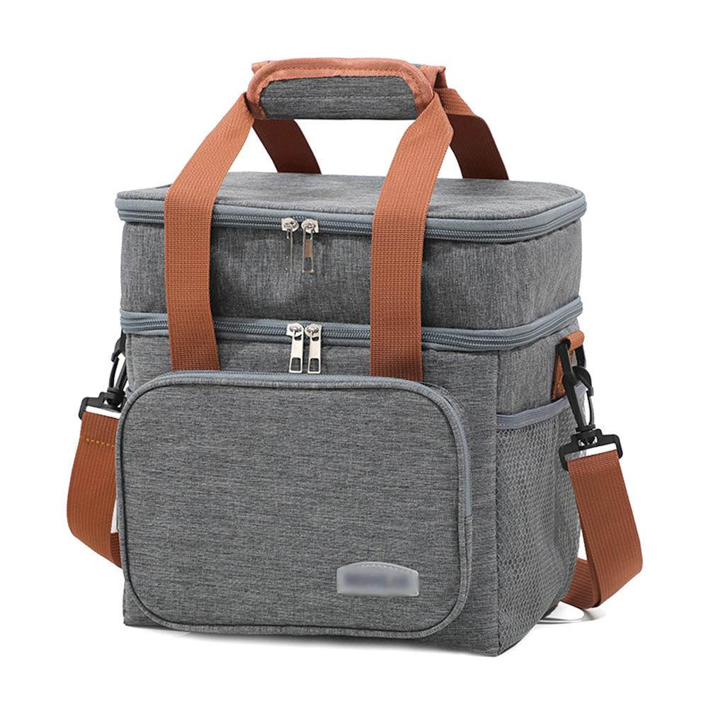 Портативная термосумка для обеда, двухслойная сумка-холодильник для еды для пикника, ланч-бокс, водонепроницаемая офисная сумка для пикника с плечевым ремнем