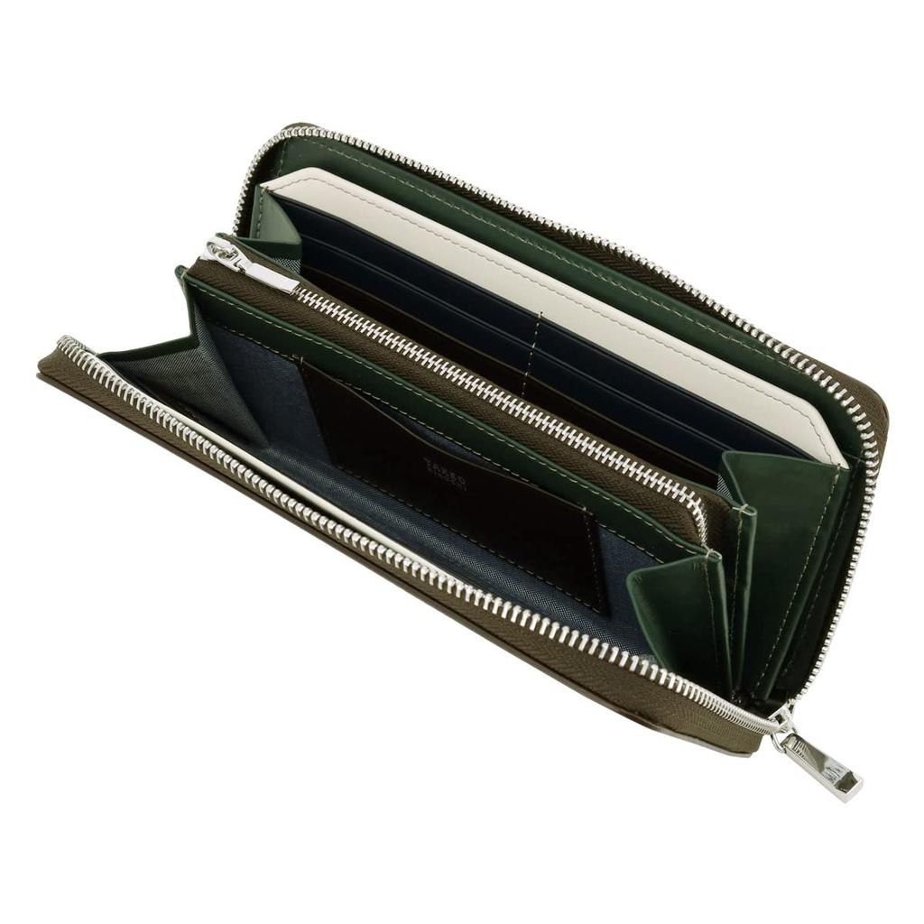 Takeo Kikuchi Men's Margo II Long Wallet with Round Zipper, Genuine Leather, Cowhide Leather, 05 Green, 780616