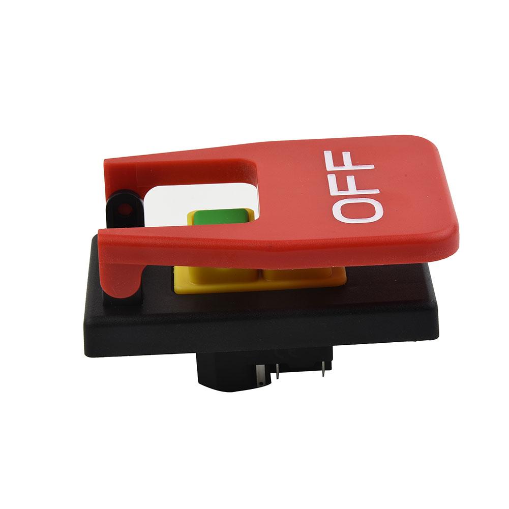 Electromagnetic Pushbutton Switch 5Pin 240V AC KJD17BD 16 3 with Stop Cover for Lathe Saw and Garden Machinery