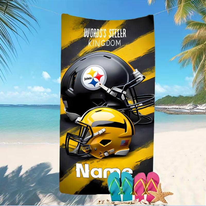 Customizable personalized beach towels Pittsburgh Steelers themed designs.Suitable for the beach, yoga, sports;ideal as beach accessories