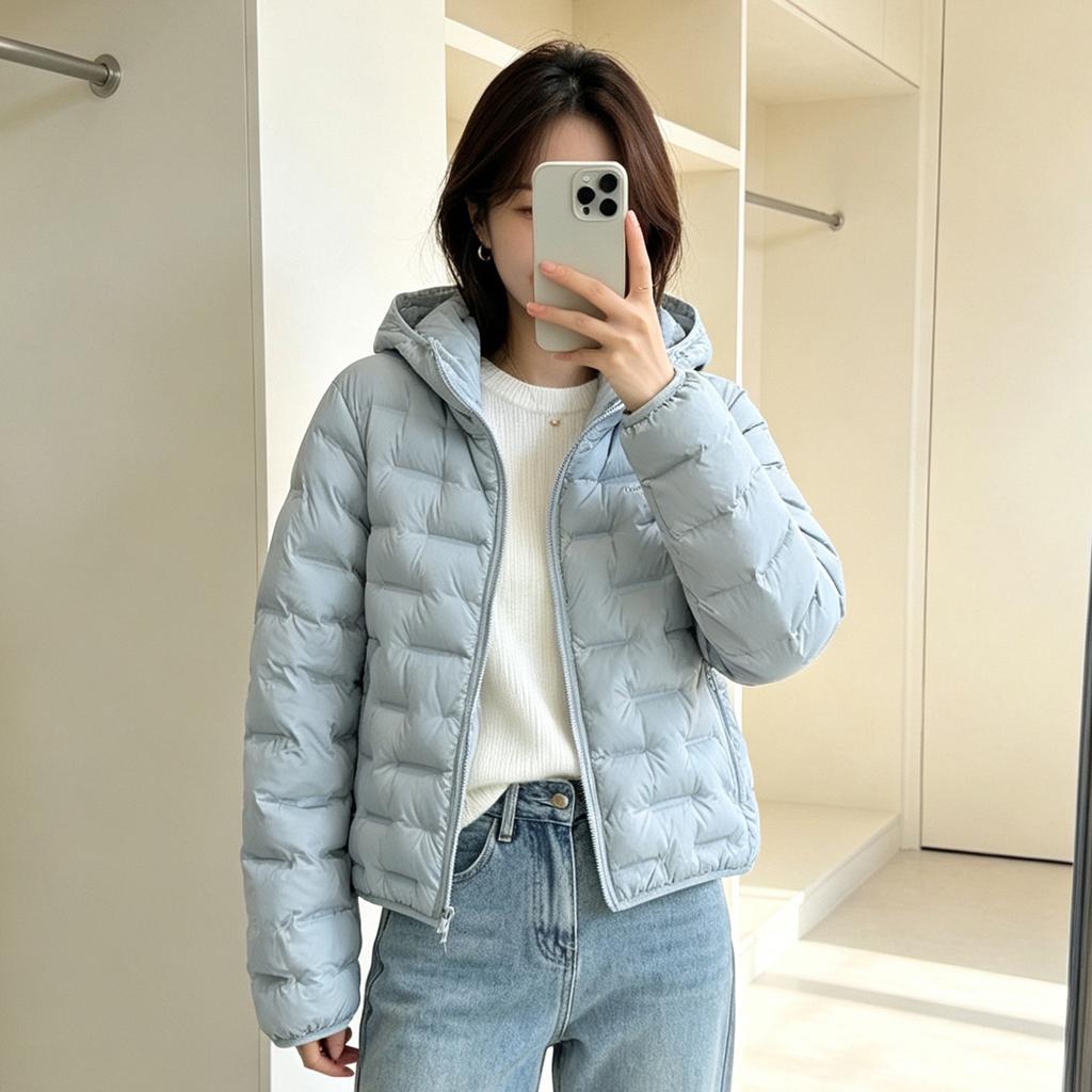 Light and thin hooded short cotton-padded clothes women's ribs bread clothes warm jacket small autumn and winter new cotton-padded jackets