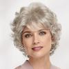 Synthetic Natural Mommy Curly Wig Silver Grey Short Wigs for Women Older Lady Hairstyle Fluffy Wigs Daily Use Heat Resistant Wigs