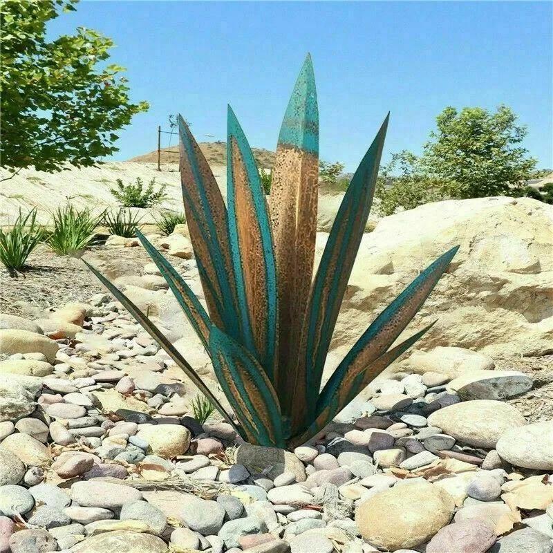 New DIY Metal Art Tequila Rustic Sculpture 9 leaves Garden Yard Sculpture Home Decor