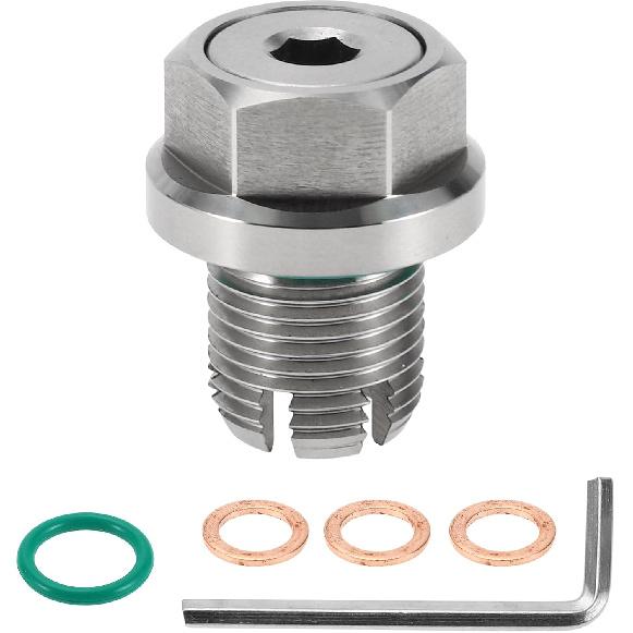 for Car Motorcycle Boat Oil Drain Plug Anti Leakage Engine Oil Pan Drain Bolt Screw Thread Repair Silver Tone with 3 Gasket Copper M12.1-1.75mm