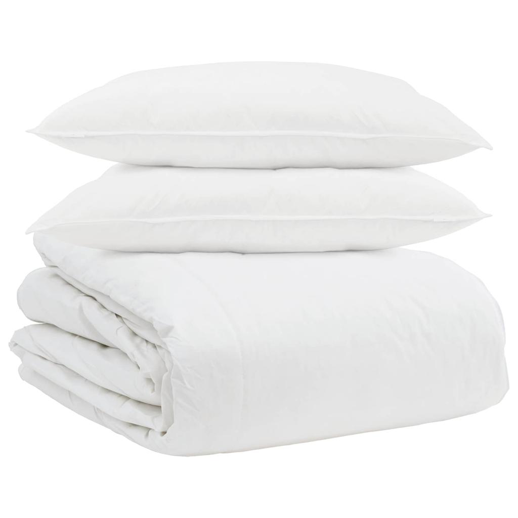 Bed Set with Pillows 3 pcs White Down Feather