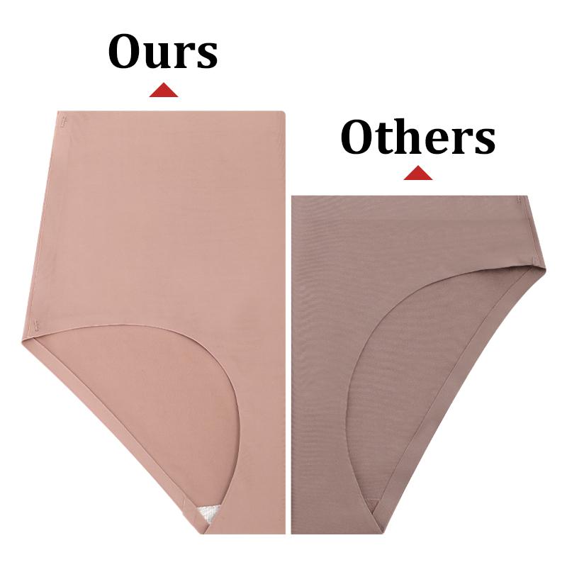 3Pcs Plus Size Ice Silk Underwear Women's Seamless Panties Sexy High Rise Traceless Invisible Briefs Breathable Lingerie