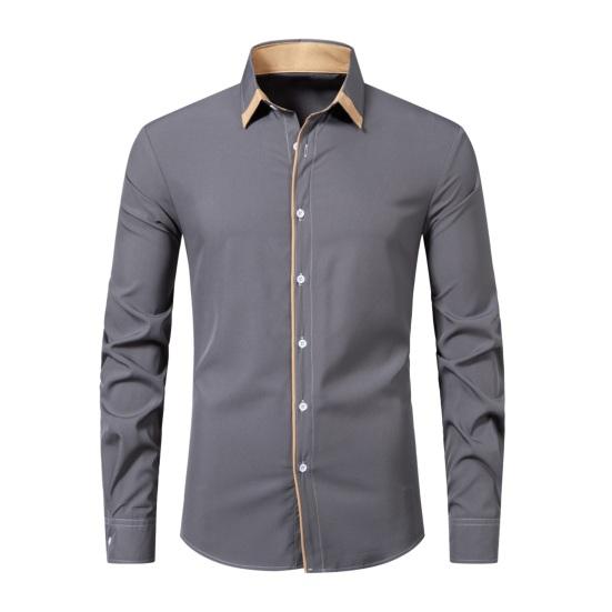 Осенне-весенняя мужская рубашка в деловом стиле, приталенная однобортная однобортная рубашка с длинными рукавами и пуговицами, мягкий дышащий мужской офисный топ средней длины