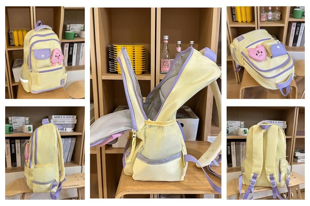 YYBEIQII Large Capacity Cute School Backpack for Middle and High School Korean Lightweight Backpack with Stylish Ribbon and Cute and Suitable for