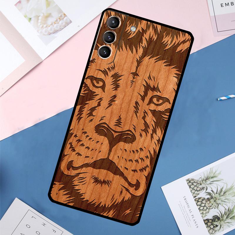 Чехол с изображением животных (Олень Лев Слон) из дерева для Samsung Galaxy S25 Ultra S21 S22 S23 S24 Ultra S9 S10 Plus S20 FE S25 FE Задняя крышка