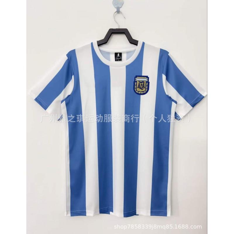 Retro Argentina National Team Soccer Jersey Vintage Football Shirt Men Women Modal Short Sleeve Training Top