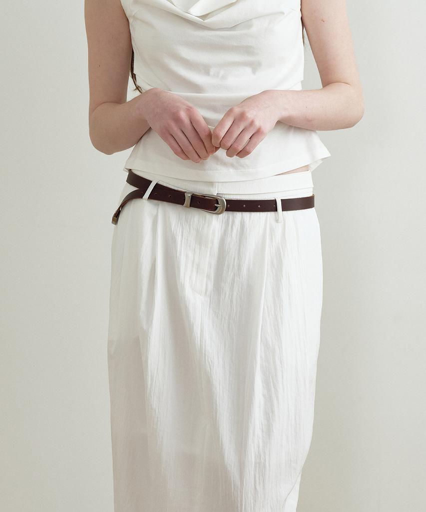 Make A Toast Pintuck Volume Belt Skirt Ivory Mbfssk001Iv