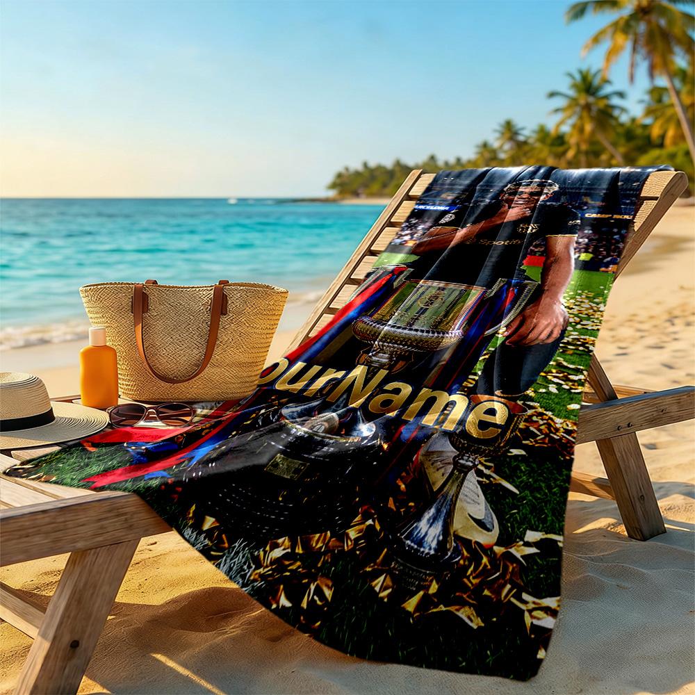 Lamine Yamal Personalized Text Beach Towel Quick-Dry Soft Microfiber